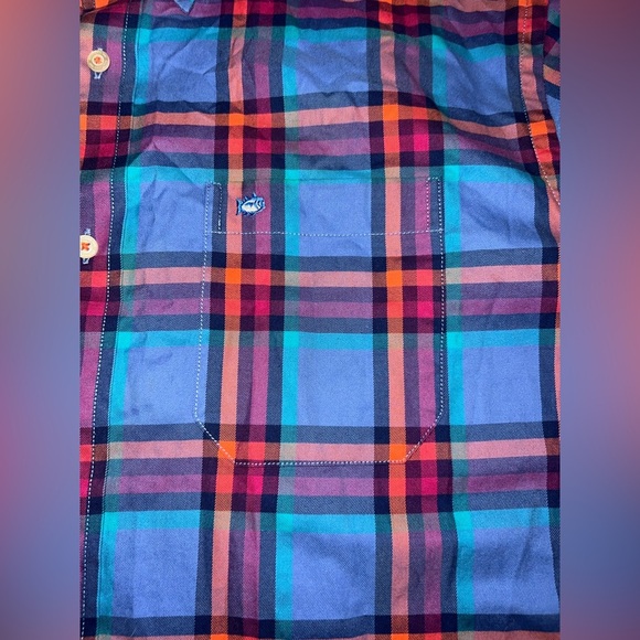 SOUTHERN TIDE Plaid Button Down 100% Cotton LS Shirt in Blue/Pink/Orange Size M - Picture 3 of 7